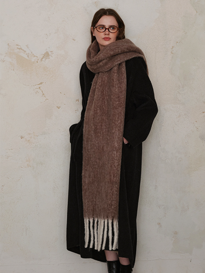 フリンジウールミックスロングマフラー