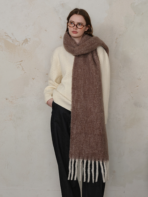 フリンジウールミックスロングマフラー