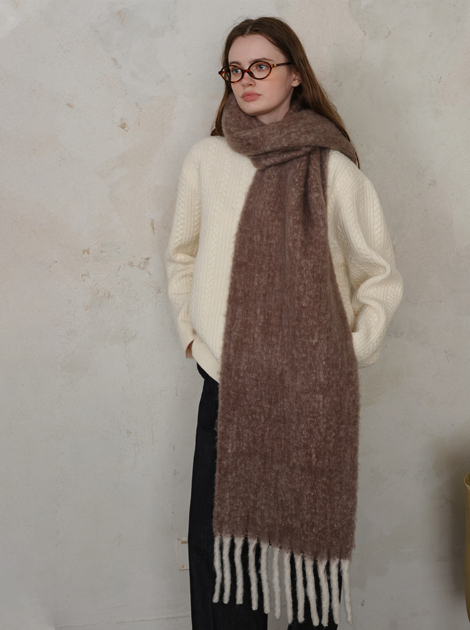 フリンジウールミックスロングマフラー