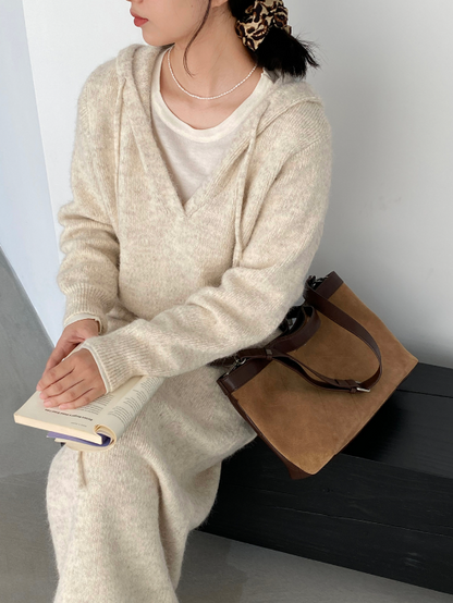 モヘアライクフーディーニットセットアップ