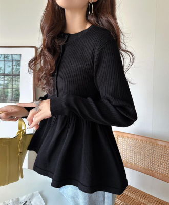 ペプラムリブカーディガン