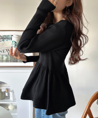 ペプラムリブカーディガン