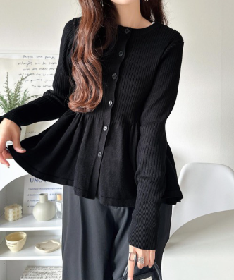 ペプラムリブカーディガン