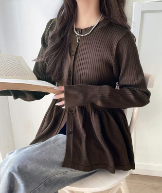 ペプラムリブカーディガン