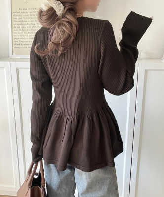 ペプラムリブカーディガン