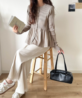 ペプラムリブカーディガン