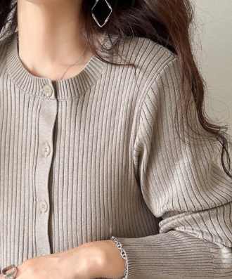 ペプラムリブカーディガン