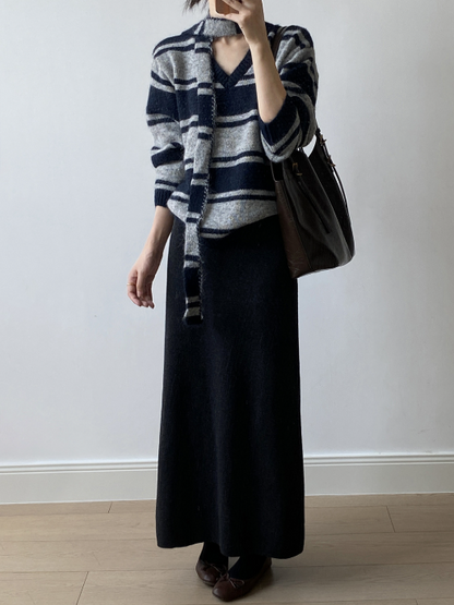 ニットナローロングスカート
