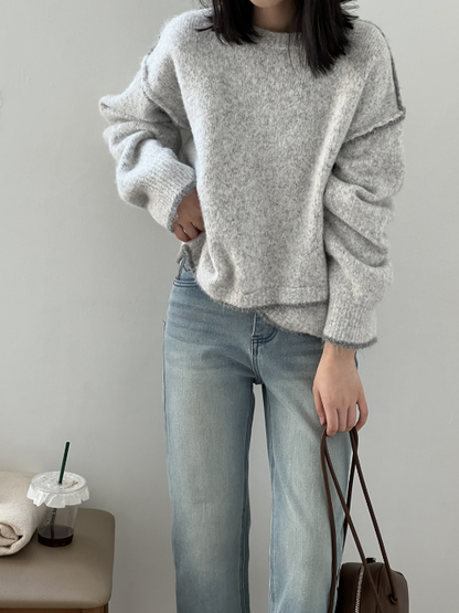 配色ステッチニットプルオーバー