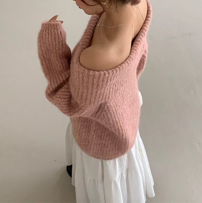 オフショルダーモヘアタッチルーズニット