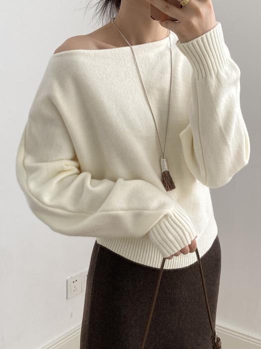 シンプルワンショルニット