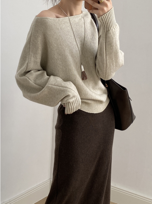 シンプルワンショルニット