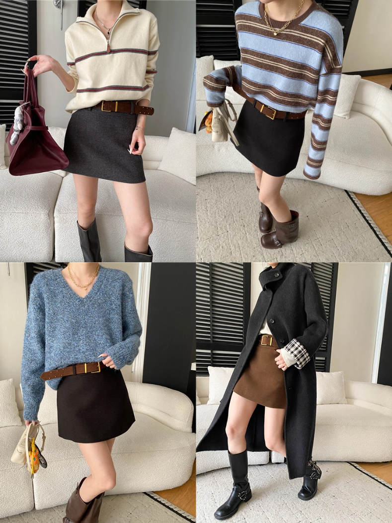 【11/28(金)PM12:00～販売START】ベルト付きウールライクミニスカート