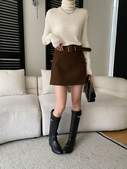 【11/28(金)PM12:00～販売START】ベルト付きウールライクミニスカート