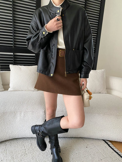 【11/28(金)PM12:00～販売START】ベルト付きウールライクミニスカート