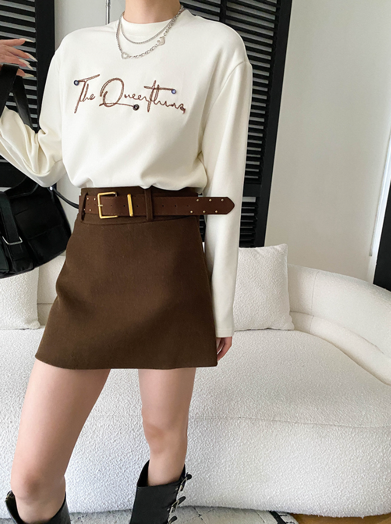 【11/28(金)PM12:00～販売START】ベルト付きウールライクミニスカート