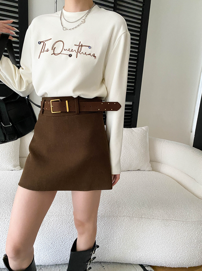 【11/28(金)PM12:00～販売START】ベルト付きウールライクミニスカート