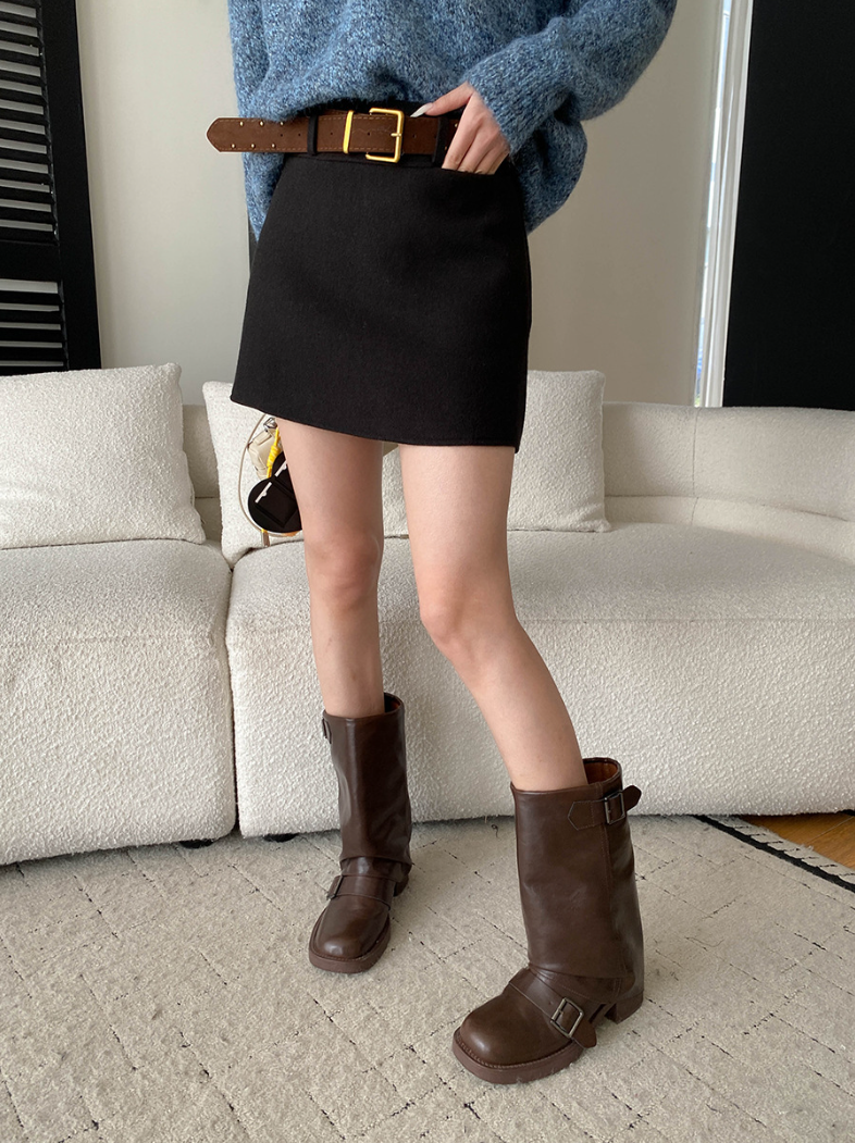 【11/28(金)PM12:00～販売START】ベルト付きウールライクミニスカート