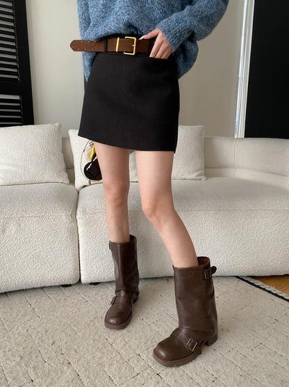 【11/28(金)PM12:00～販売START】ベルト付きウールライクミニスカート