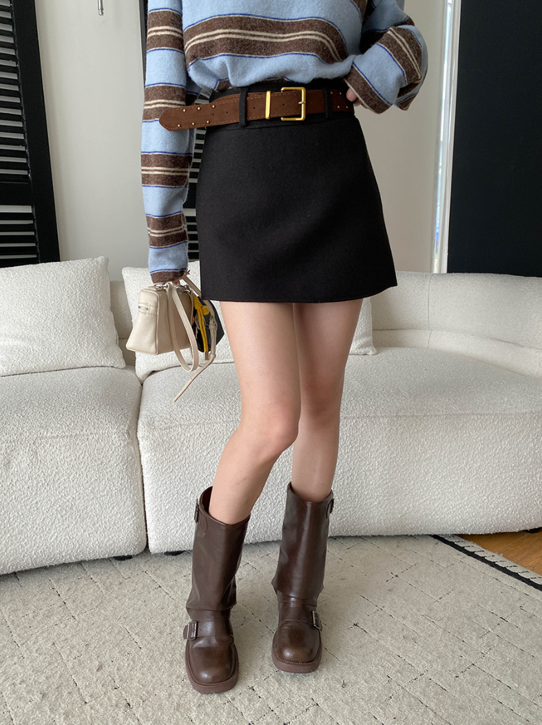 【11/28(金)PM12:00～販売START】ベルト付きウールライクミニスカート