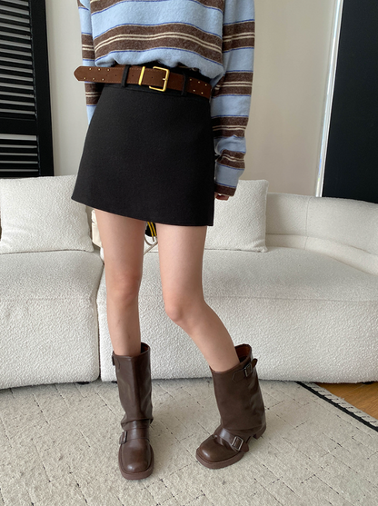 【11/28(金)PM12:00～販売START】ベルト付きウールライクミニスカート