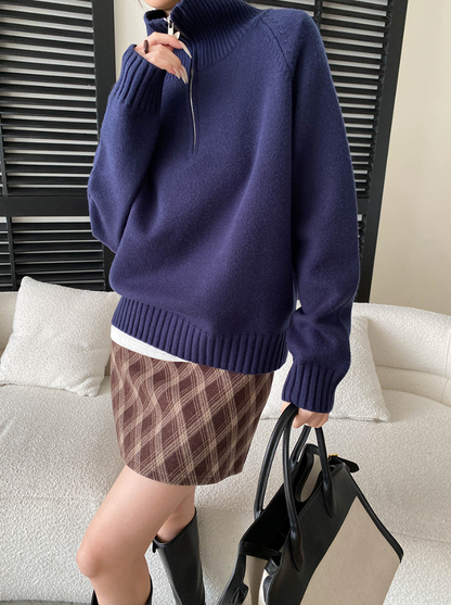 【11/28(金)PM12:00～販売START】ハーフジップハイネックニットプルオーバー