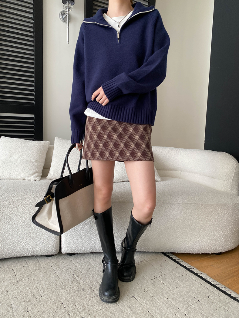 【11/28(金)PM12:00～販売START】ハーフジップハイネックニットプルオーバー