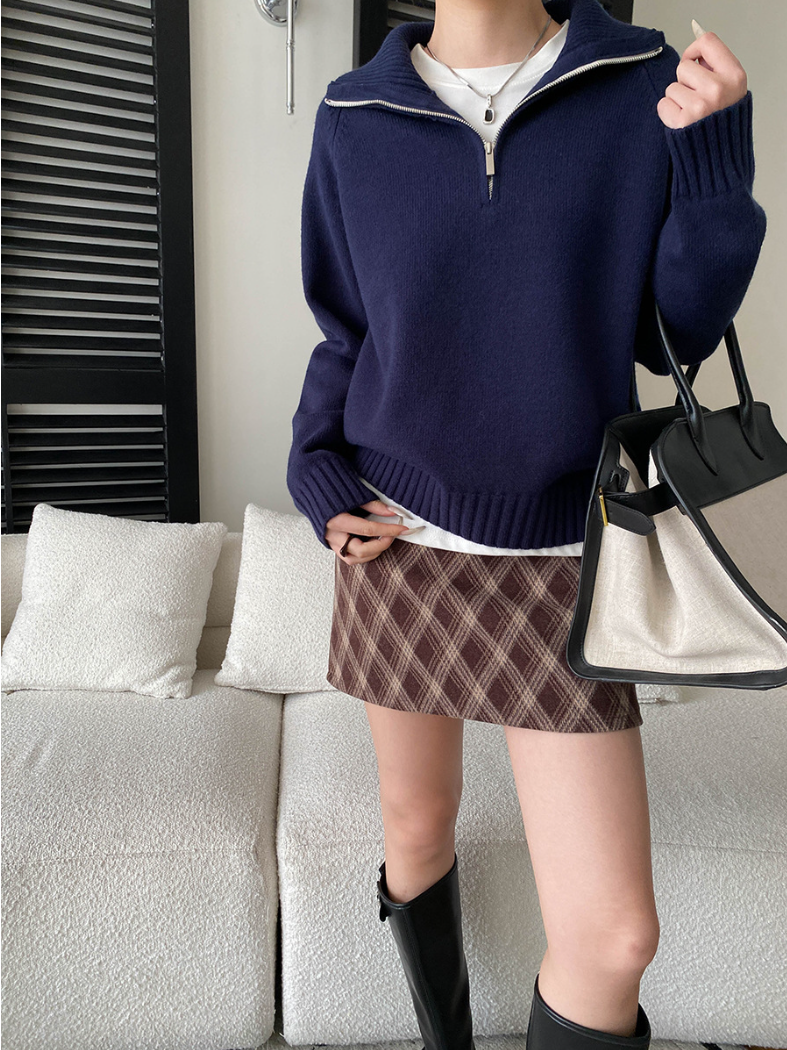 【11/28(金)PM12:00～販売START】ハーフジップハイネックニットプルオーバー