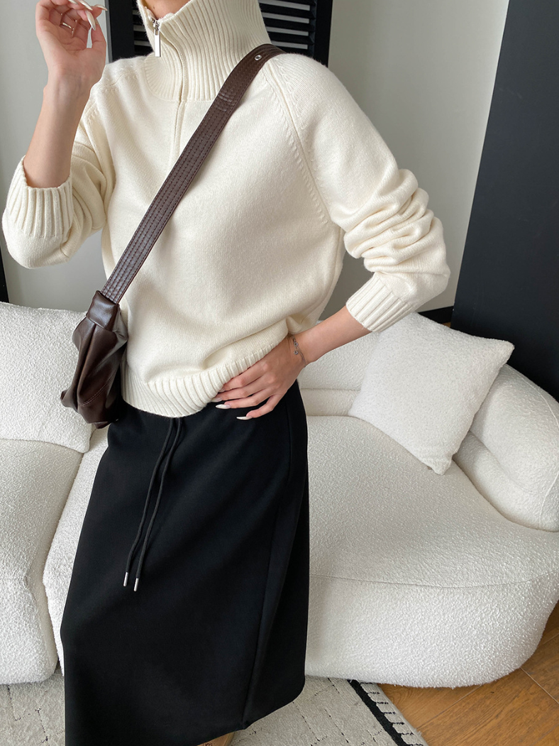 【11/28(金)PM12:00～販売START】ハーフジップハイネックニットプルオーバー