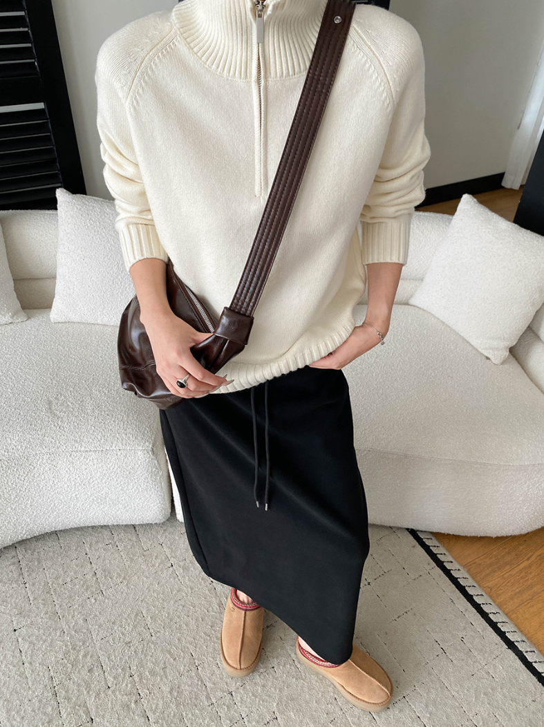 【11/28(金)PM12:00～販売START】ハーフジップハイネックニットプルオーバー