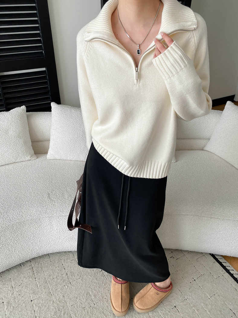 【11/28(金)PM12:00～販売START】ハーフジップハイネックニットプルオーバー