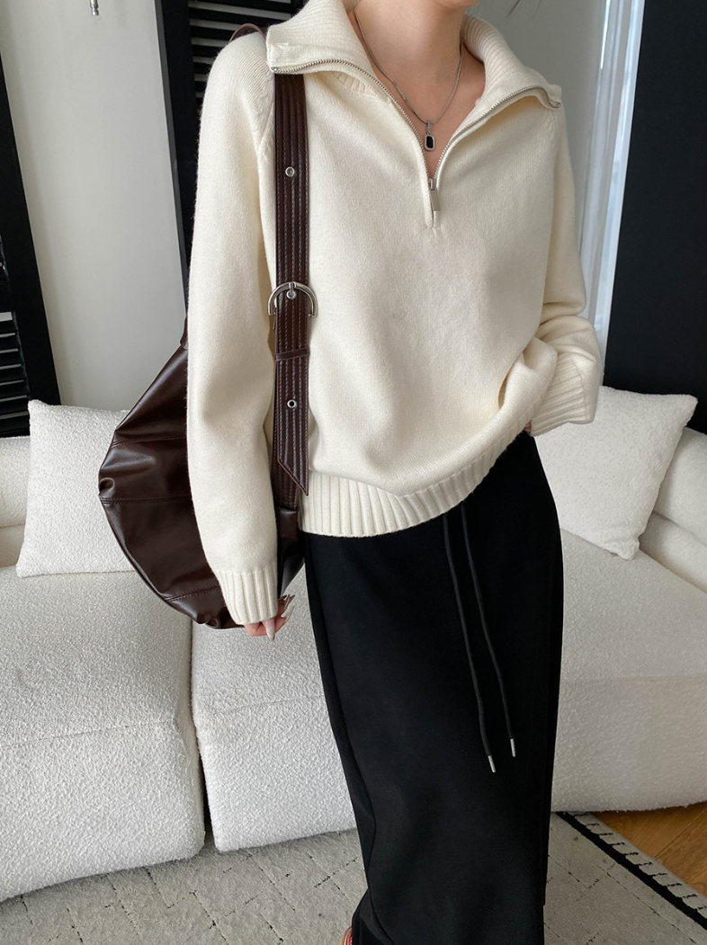 【11/28(金)PM12:00～販売START】ハーフジップハイネックニットプルオーバー