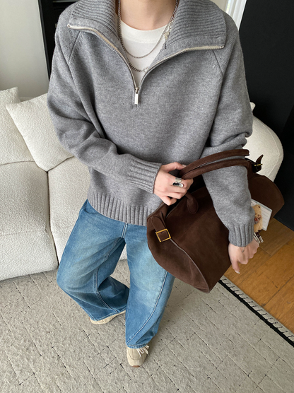 【11/28(金)PM12:00～販売START】ハーフジップハイネックニットプルオーバー