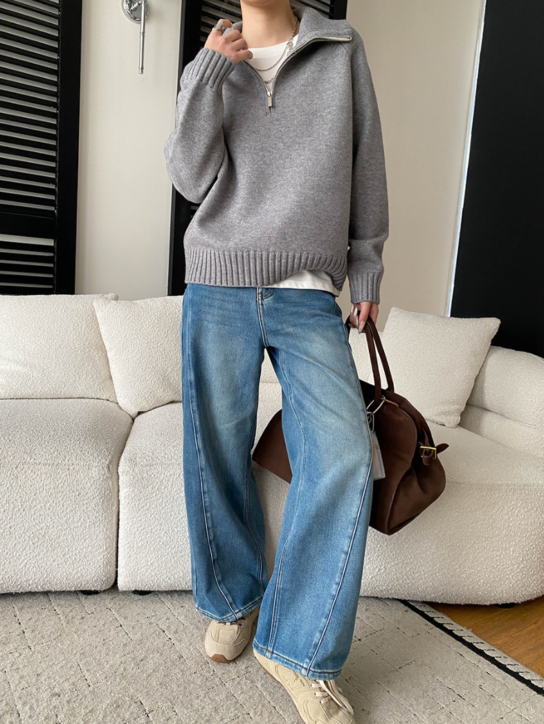 【11/28(金)PM12:00～販売START】ハーフジップハイネックニットプルオーバー