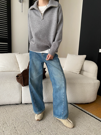 【11/28(金)PM12:00～販売START】ハーフジップハイネックニットプルオーバー