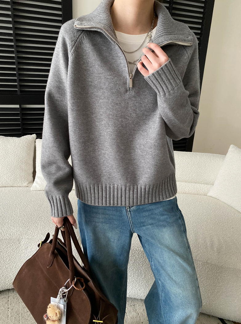 【11/28(金)PM12:00～販売START】ハーフジップハイネックニットプルオーバー