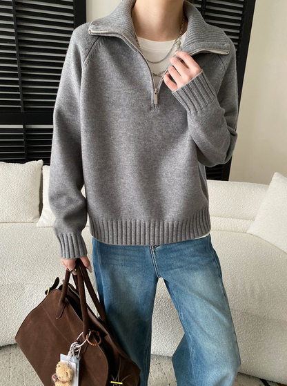 【11/28(金)PM12:00～販売START】ハーフジップハイネックニットプルオーバー