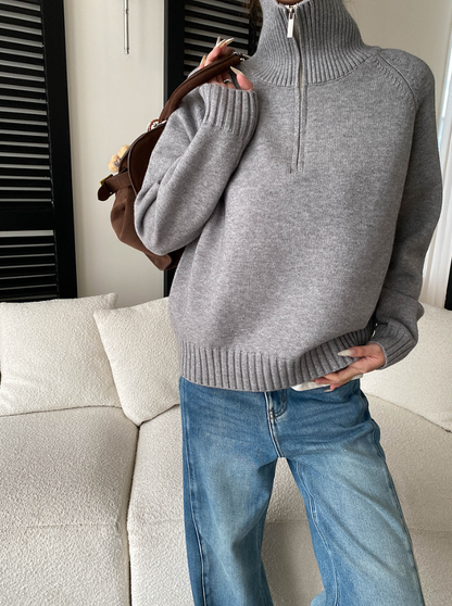 【11/28(金)PM12:00～販売START】ハーフジップハイネックニットプルオーバー