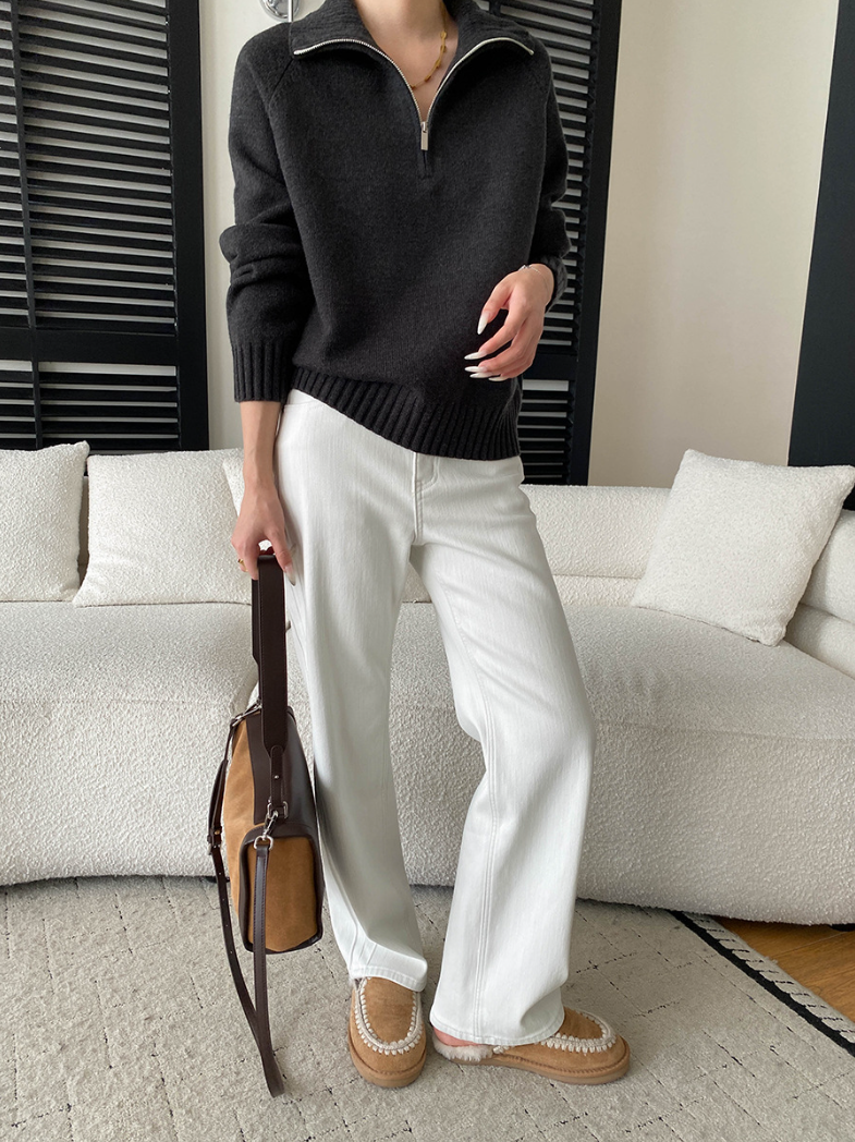 【11/28(金)PM12:00～販売START】ハーフジップハイネックニットプルオーバー