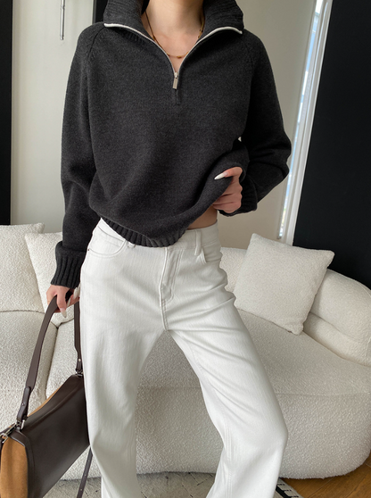 【11/28(金)PM12:00～販売START】ハーフジップハイネックニットプルオーバー