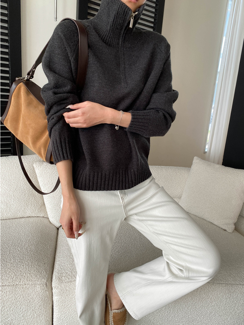 【11/28(金)PM12:00～販売START】ハーフジップハイネックニットプルオーバー