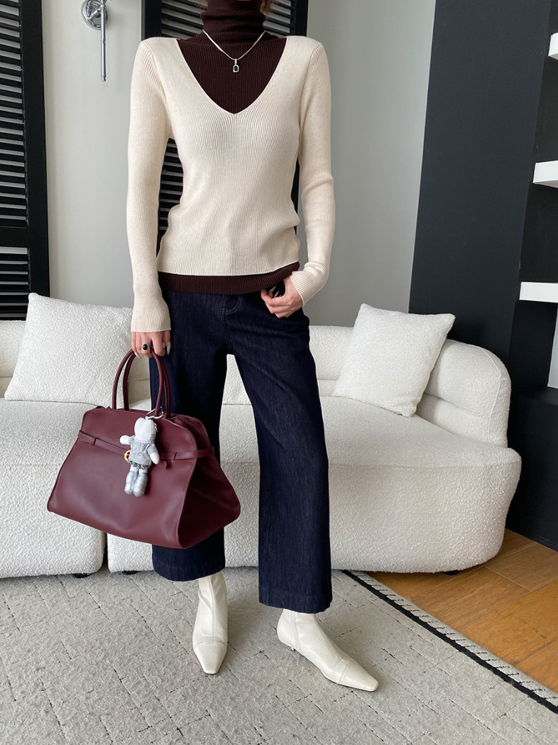 【11/28(金)PM12:00～販売START】ディープVレイヤードリブニットトップス