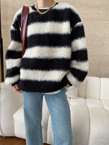 【11/28(金)PM12:00～販売START】ボアストライプモコモコオーバートップス