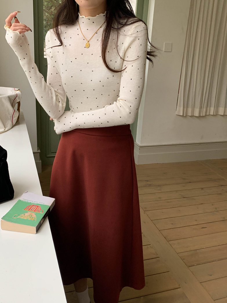 【11/28(金)PM12:00～販売START】ドットリブスリムフィットメロウトップス