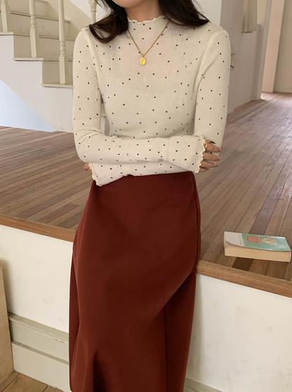 【11/28(金)PM12:00～販売START】ドットリブスリムフィットメロウトップス