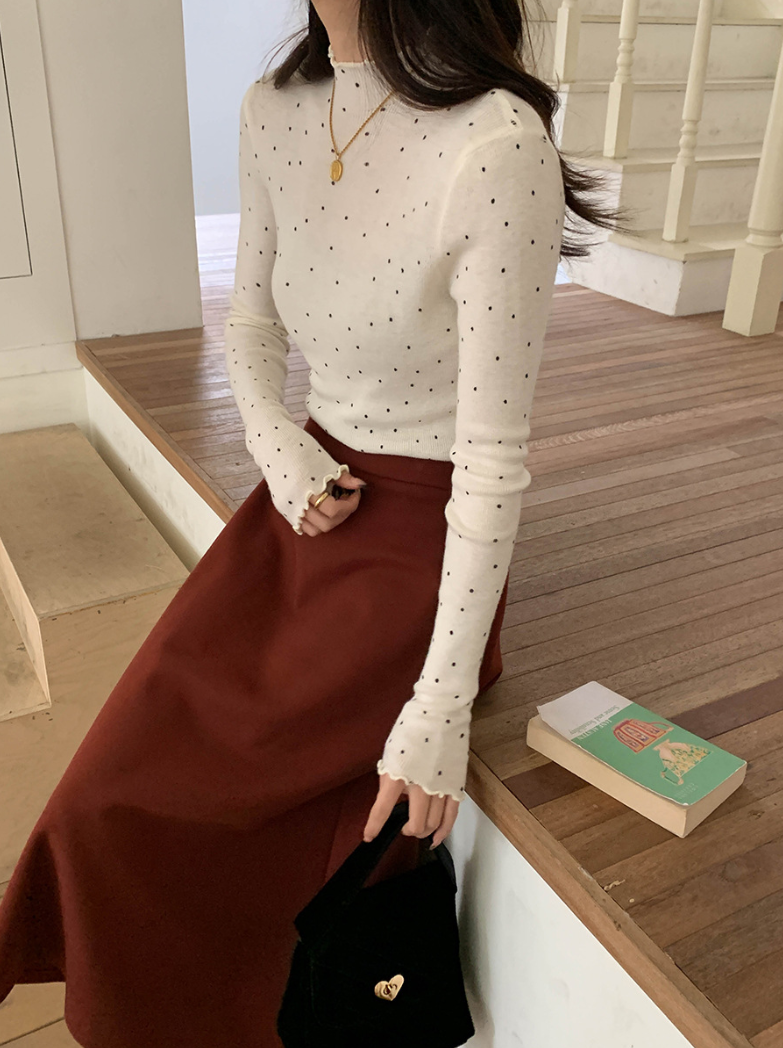 【11/28(金)PM12:00～販売START】ドットリブスリムフィットメロウトップス