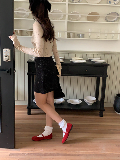 【11/28(金)PM12:00～販売START】ドットリブスリムフィットメロウトップス