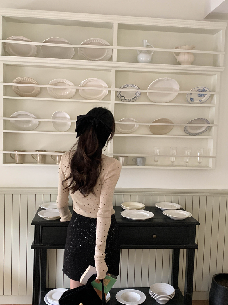 【11/28(金)PM12:00～販売START】ドットリブスリムフィットメロウトップス