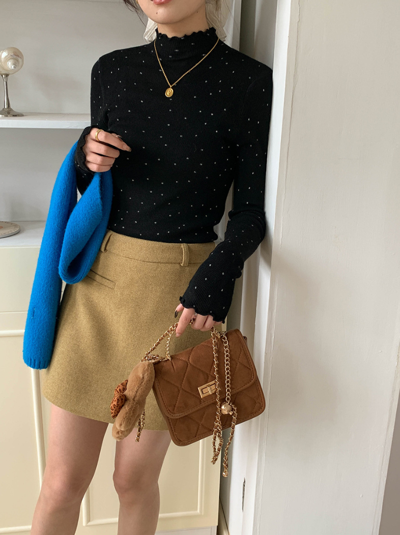 【11/28(金)PM12:00～販売START】ドットリブスリムフィットメロウトップス