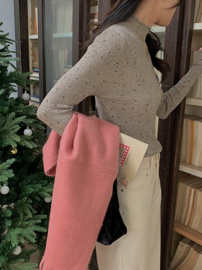 【11/28(金)PM12:00～販売START】ドットリブスリムフィットメロウトップス